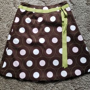 Talbots Brown with White Polka Dots Midi Skirt Size 2P-